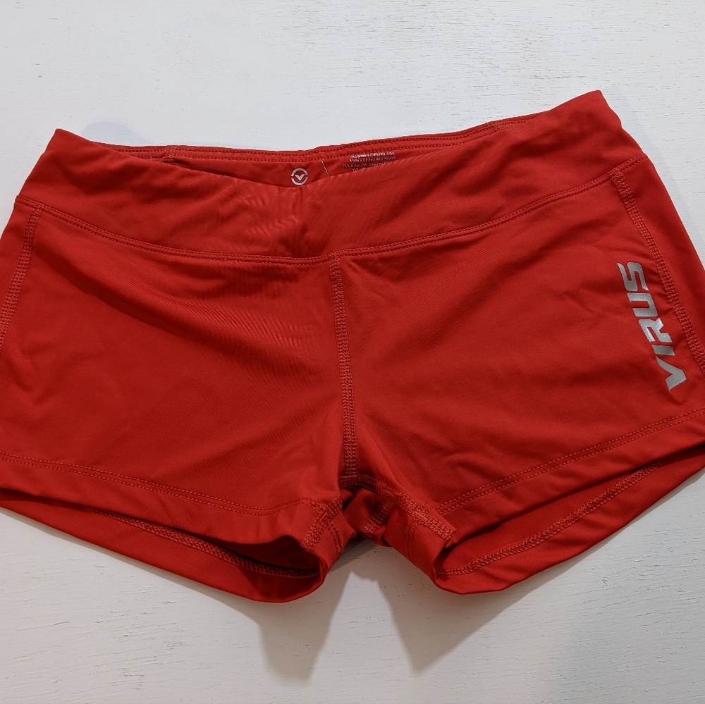 Virus Women's Action Sport Performance Training Shorts Air Flex Red Size Medium.